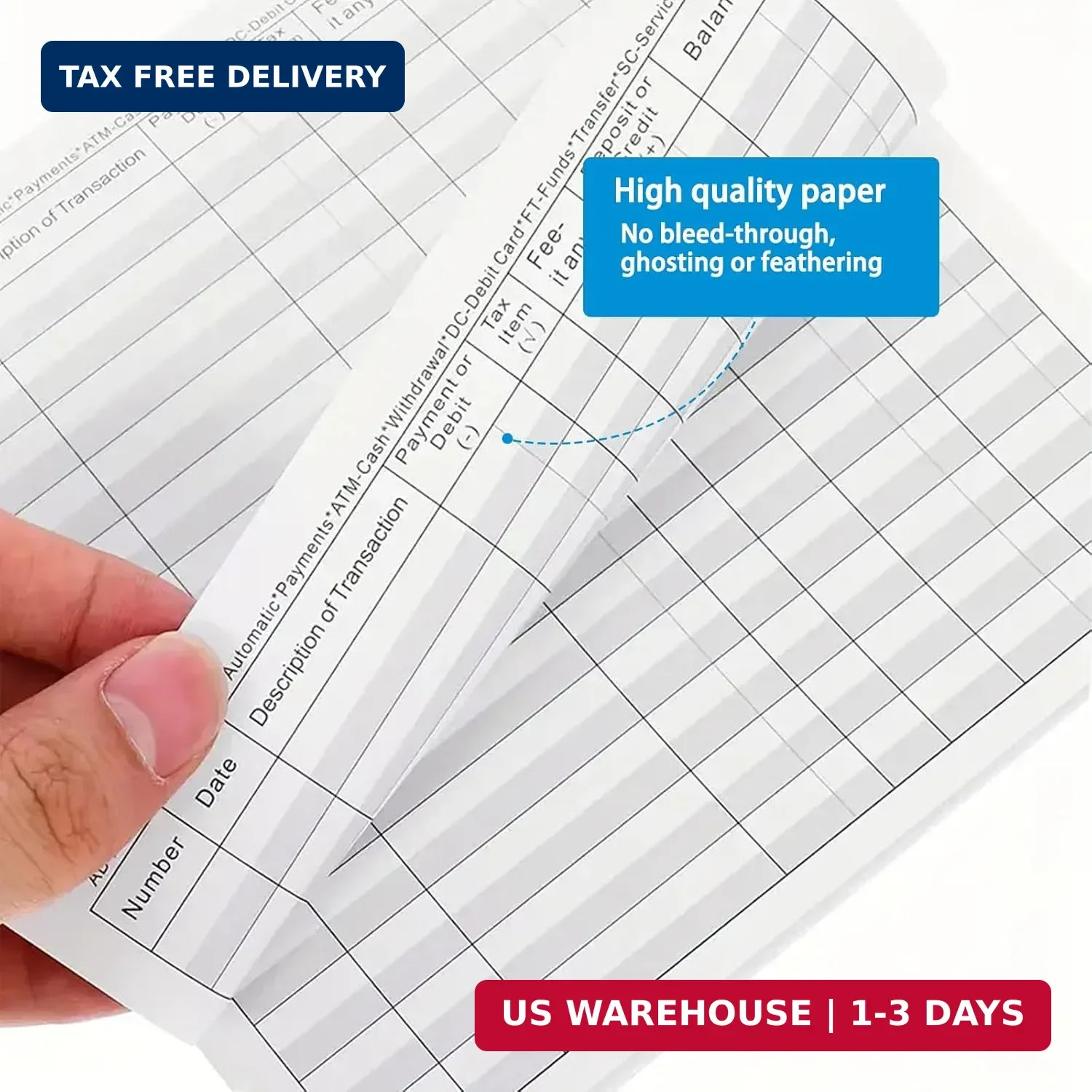 20 Pack Checkbook Register, Check Registers for Personal Checkbook, 6″ × 3″, Bla