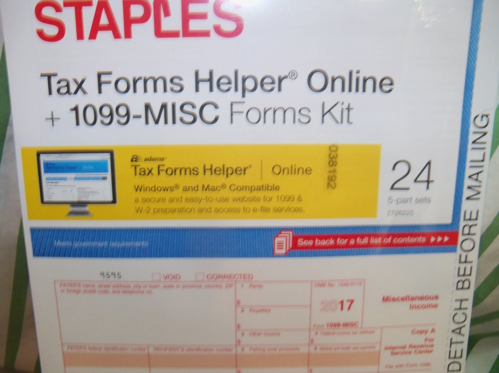 Staples 2017 1099-MISC Forms tax form helper Online 24 5 piece sets PC / Mac USA
