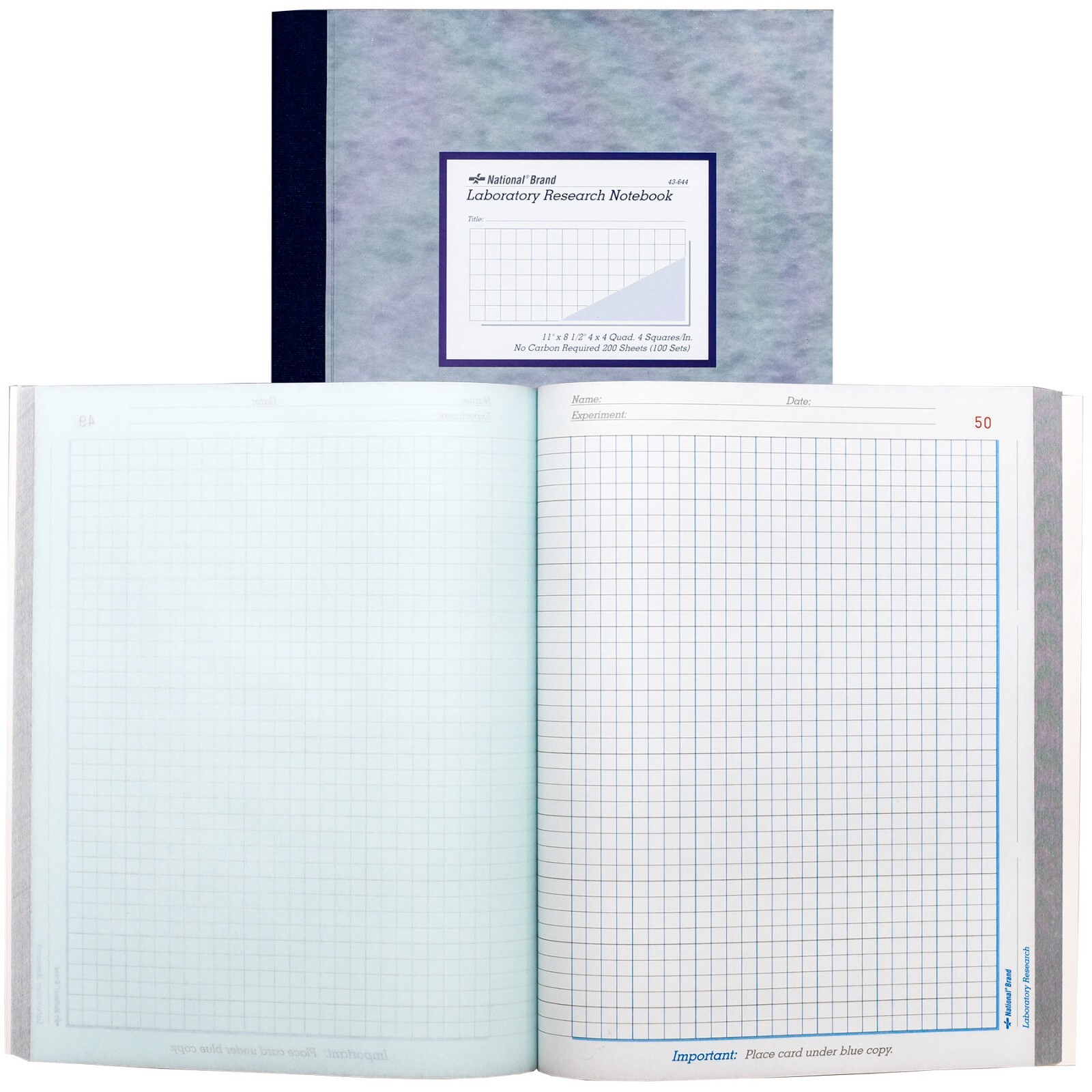 National Brand 43-644 Laboratory Research Notebook, 4 x 4 Quad Ruled