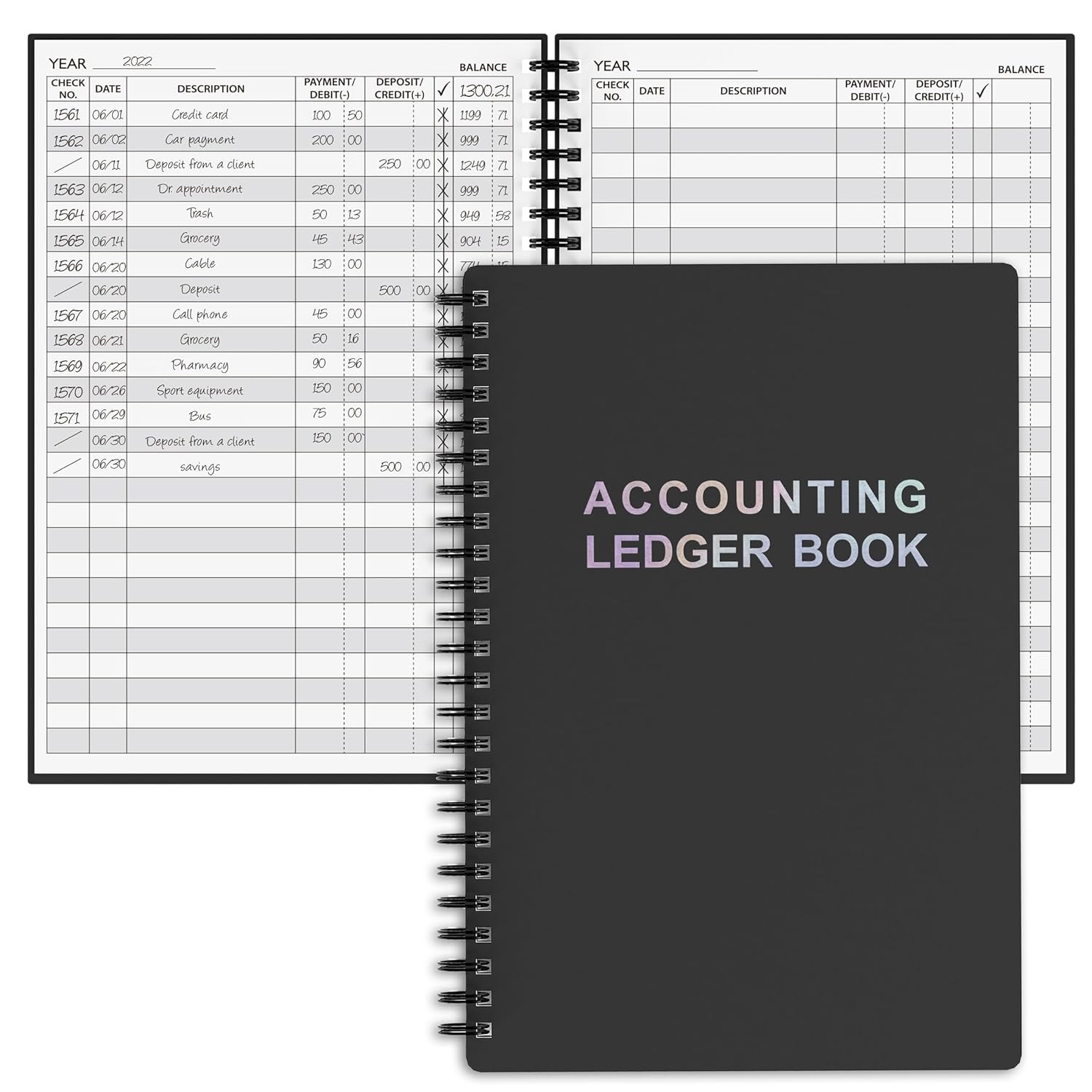 Accounting Ledger Book – A5 Check Register for Small Businesses & Personal Use,