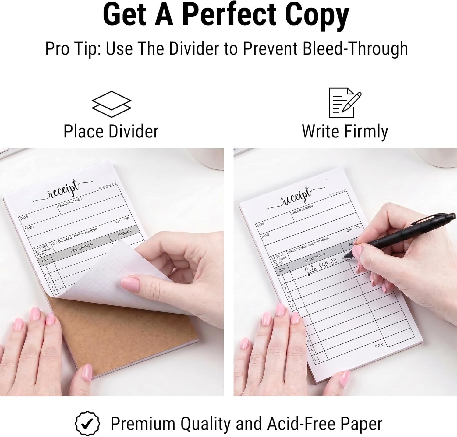 Compact Handheld 2-Part Carbonless Receipt Book for Small Businesses – 50 Sets