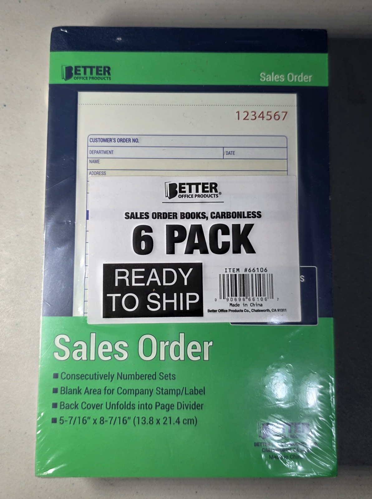 Better Office Products Sales Order Books, 6 Pack, 2-Part Carbonless
