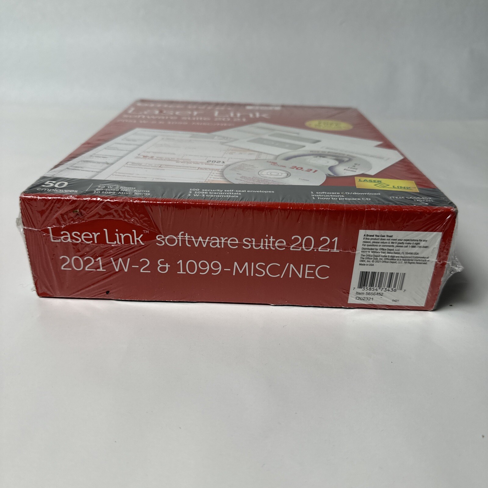 Office Depot Laser Link 2021 Tax Software Suite W2 1099 MISC NEC 50 Forms New