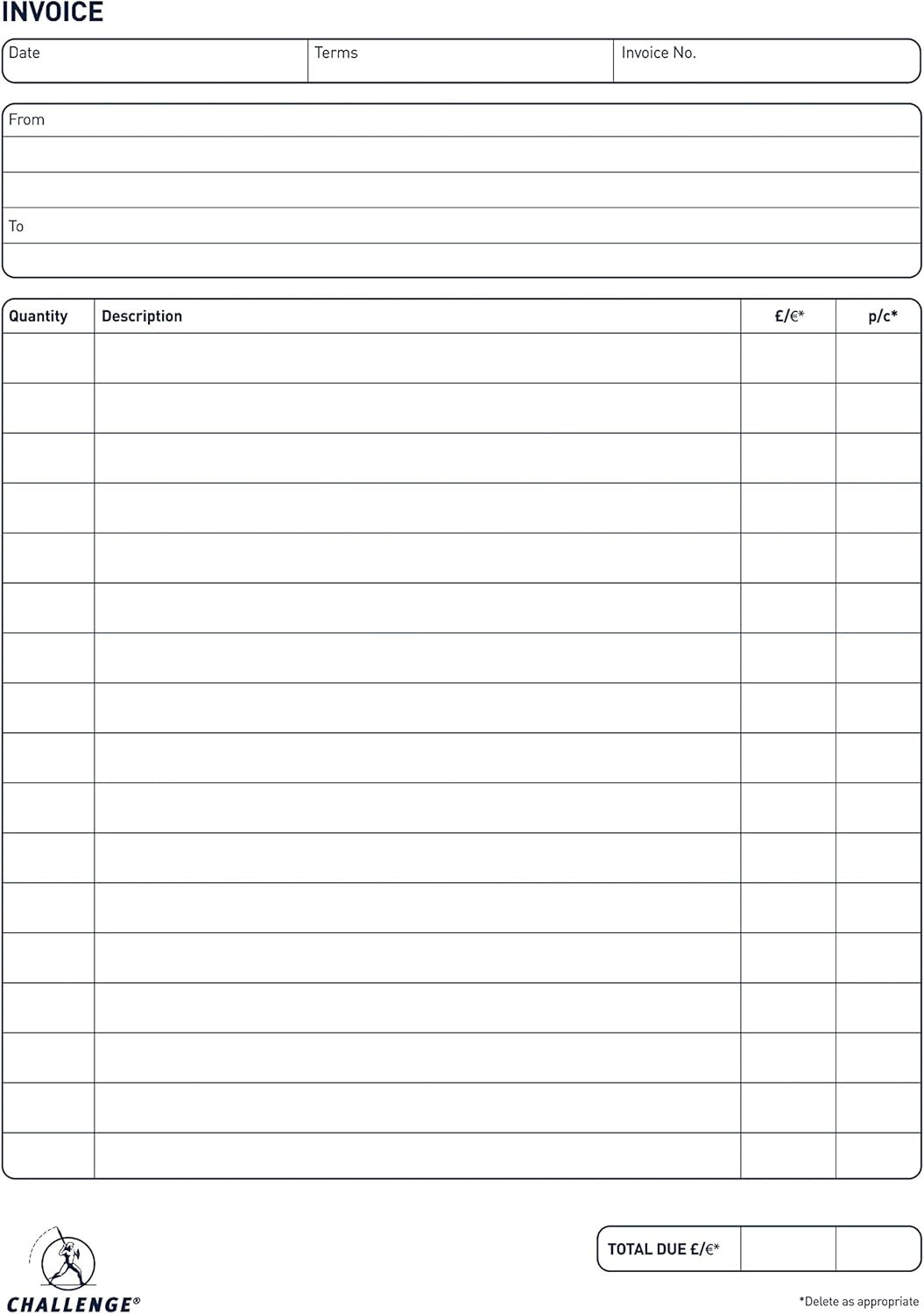 Large Duplicate Invoice Book, Carbon without Vat, 50 Pages, 1 Pack, A4 (297 X 19