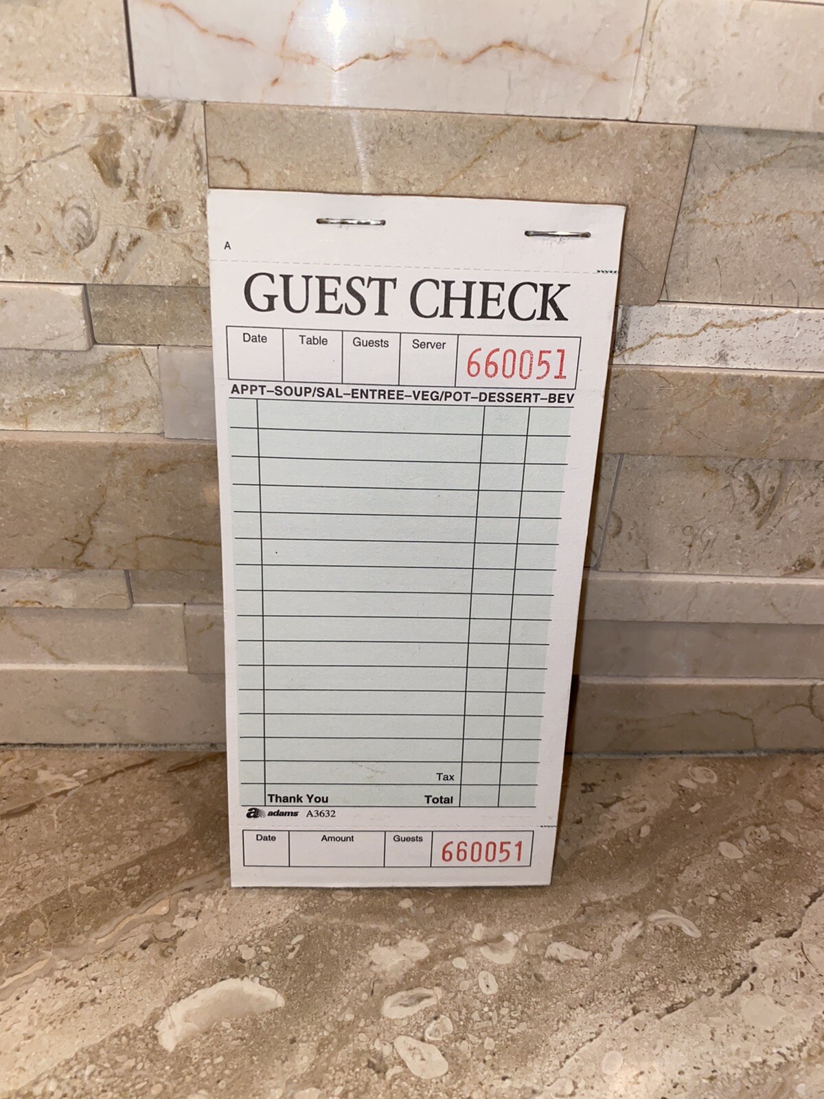 ADAMS RESTAURANT GUEST CHECK PAD LOT OF 11