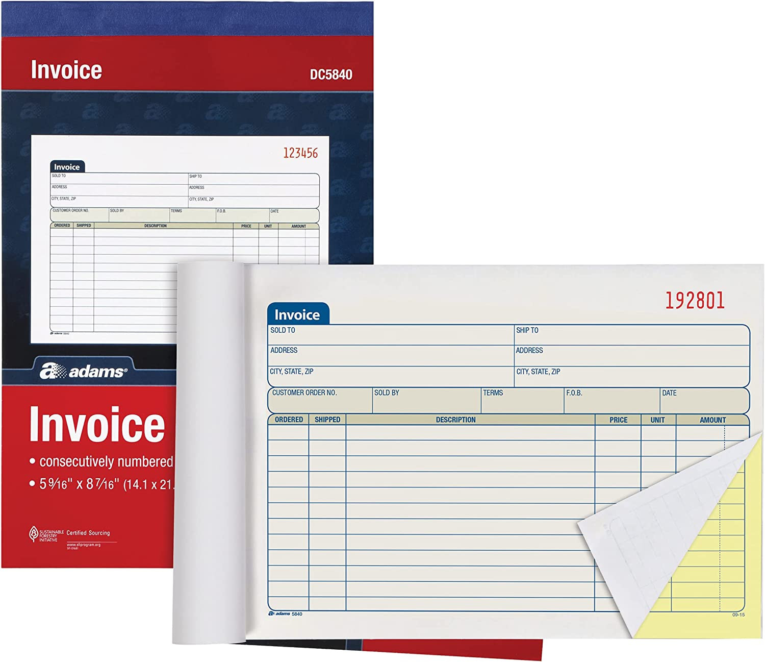 Invoice Book 3 Pack, 2 Part Carbonless Invoices, 50 Sets per Book (DC5840-3)