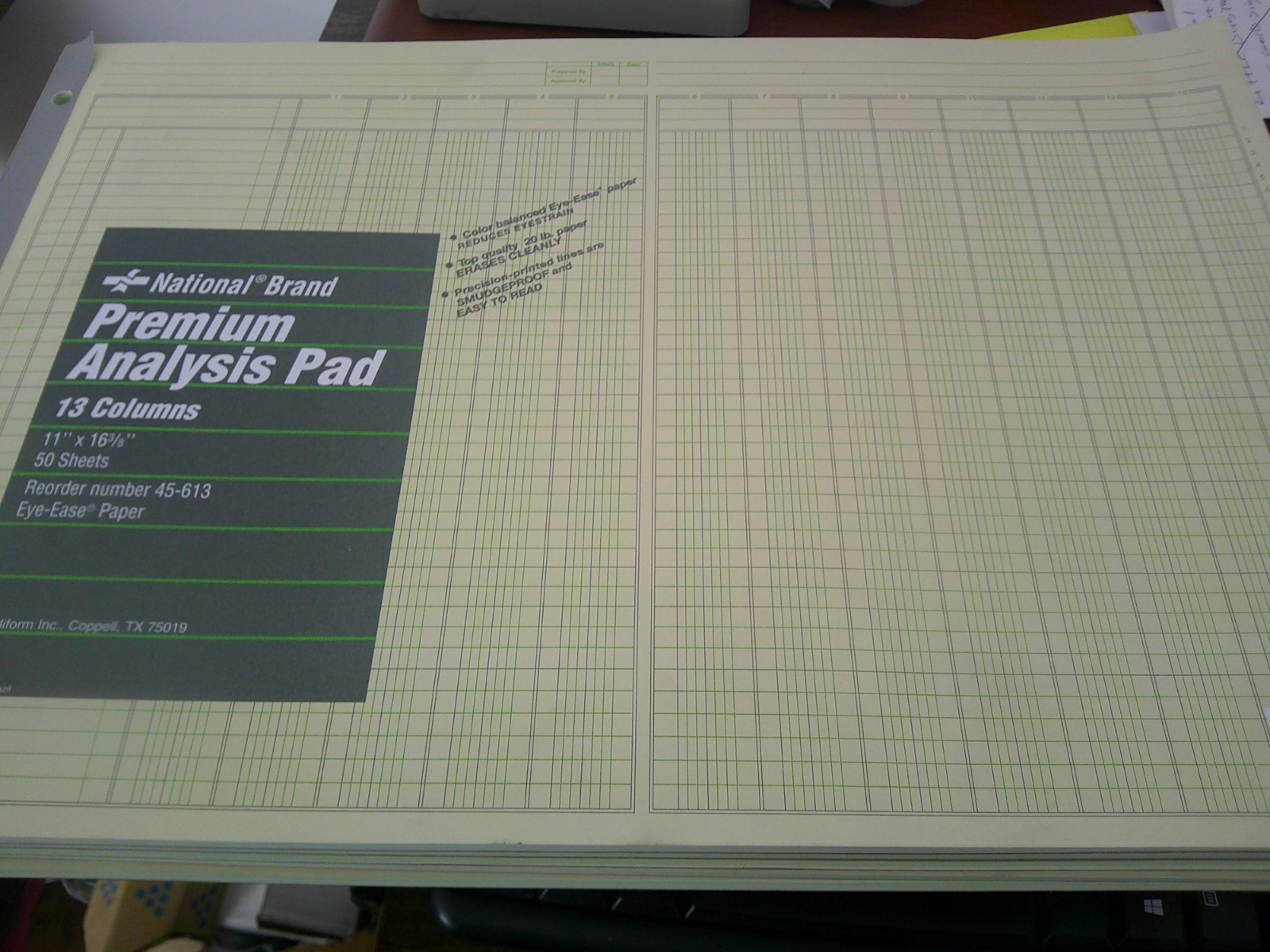 5 National Brand 45-613 Premium Analysis Pad, 13 Columns, 11 x 16-3/8″, 5 SHOWN