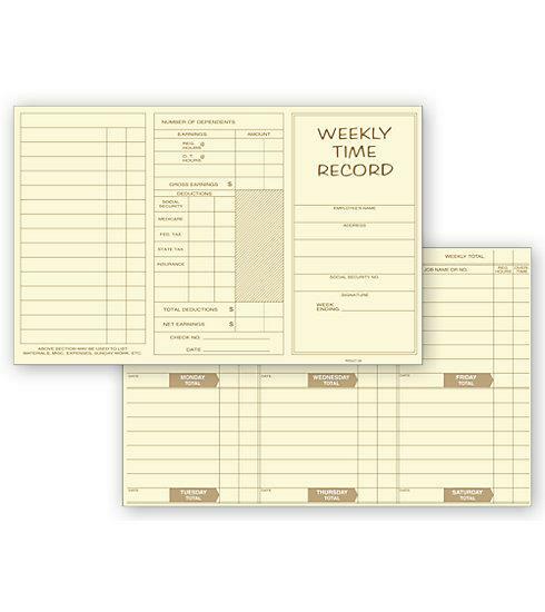 500 Pocket Size Weekly Time Cards / Nebs Deluxe # 220