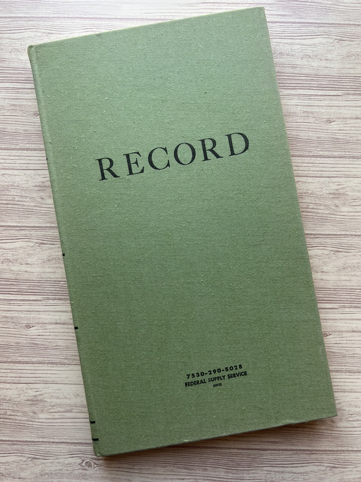 Record Book Green Fabric Hardcover Lined # Pages VTG NOS Office Supplies (B17)