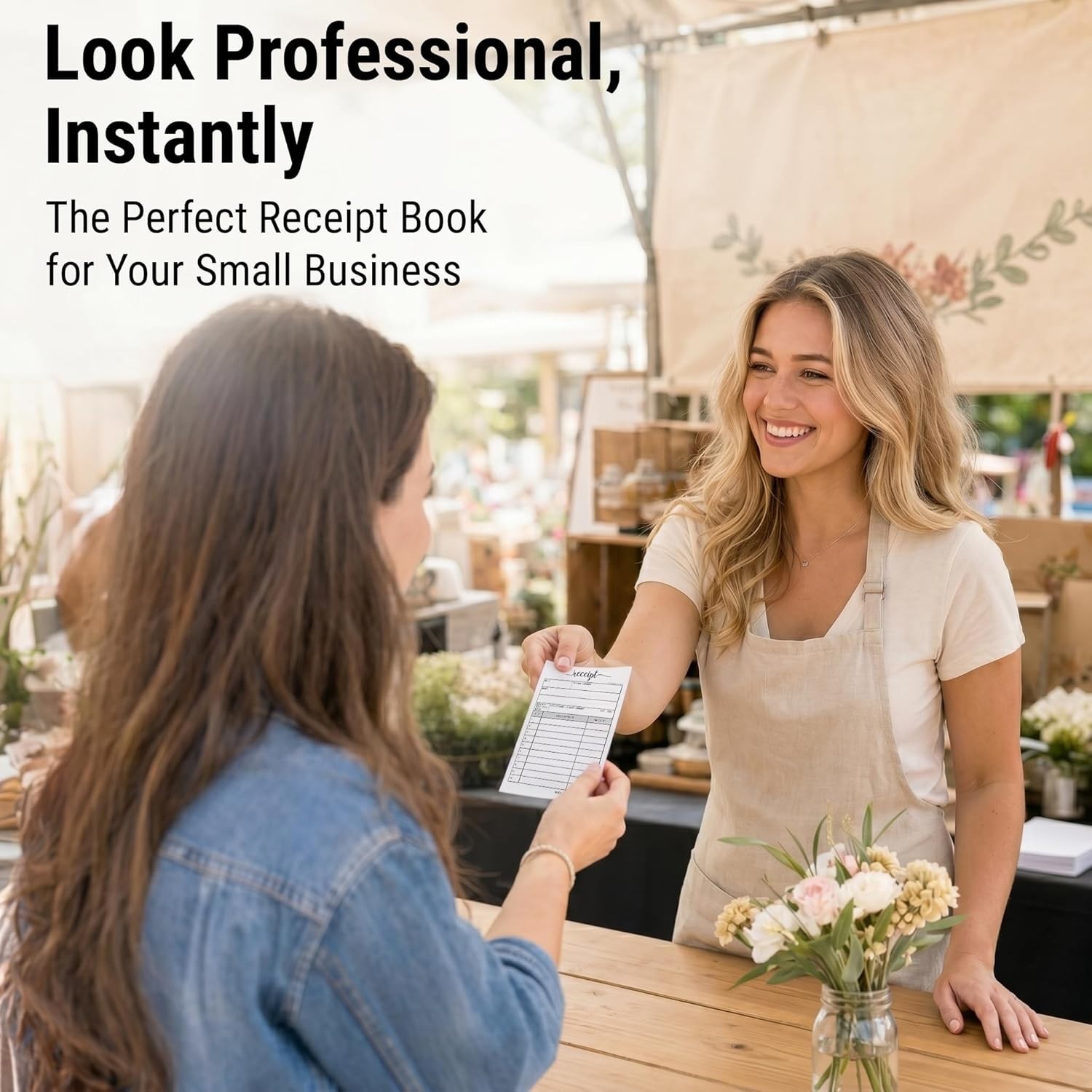 Compact Handheld 2-Part Carbonless Receipt Book for Small Businesses – 50 Sets