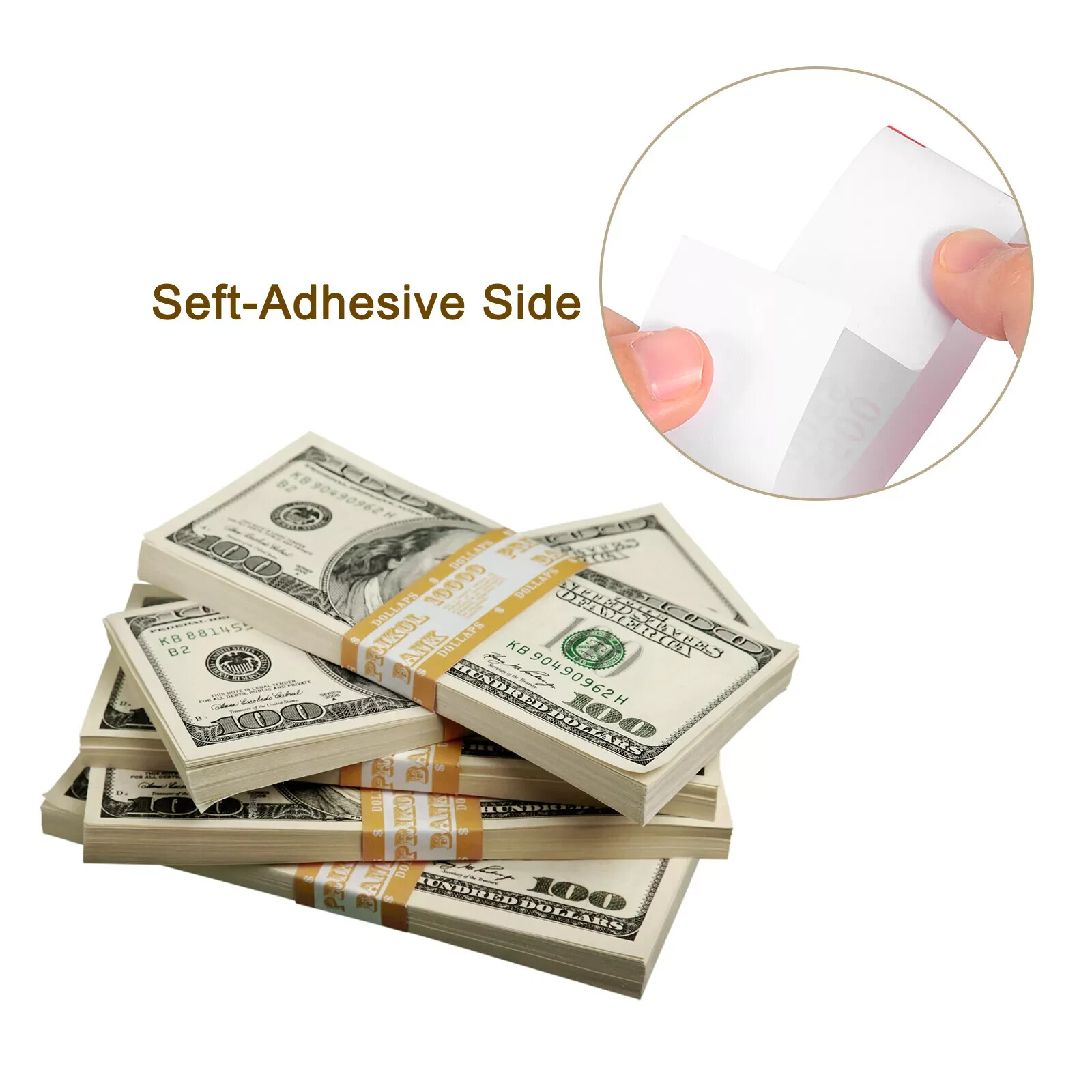 10 Self-Sealing Violet Bill Straps Holds $2000 Bill Wrappers Currency Bands