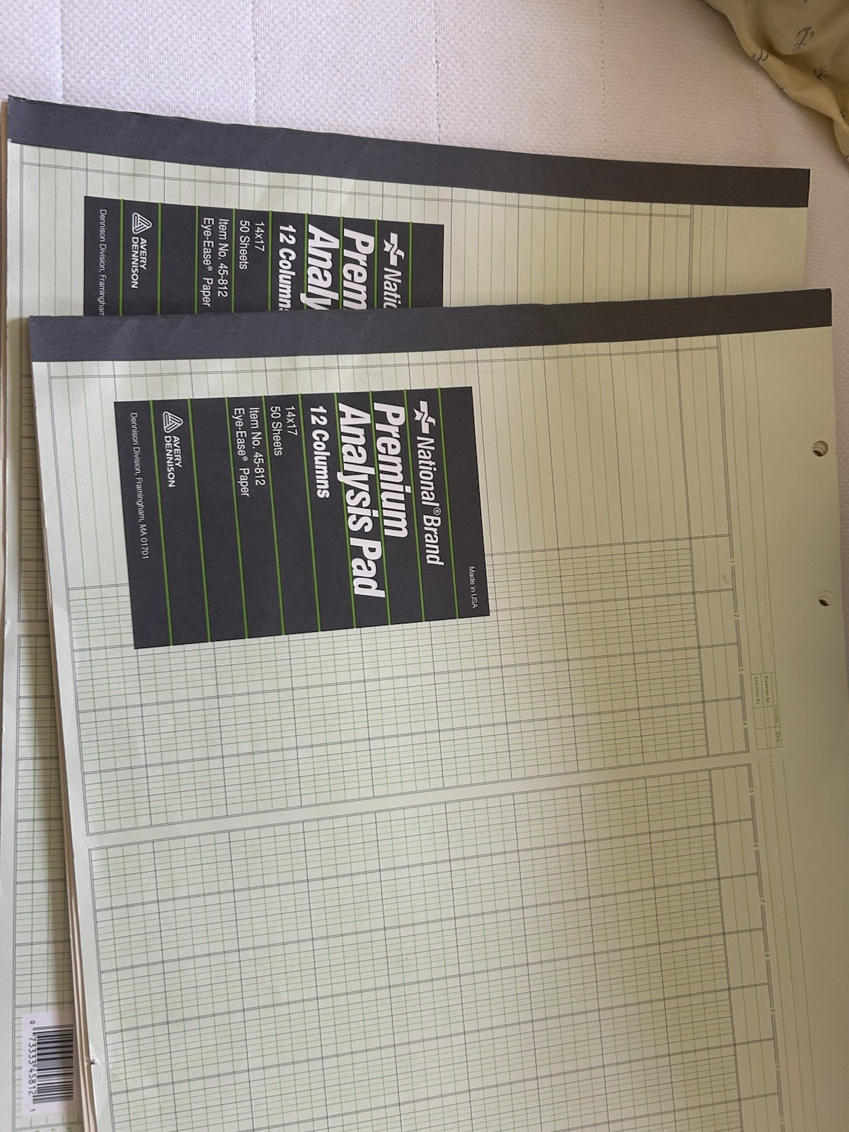 National Analysis Pad 12 Column & Name Space Eye Ease 27/12 Sheets Per Pad Used