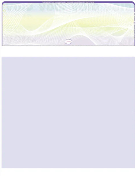 Blank Check Stock Paper – Check on Top- High-Security – 3 Prismatic Colors
