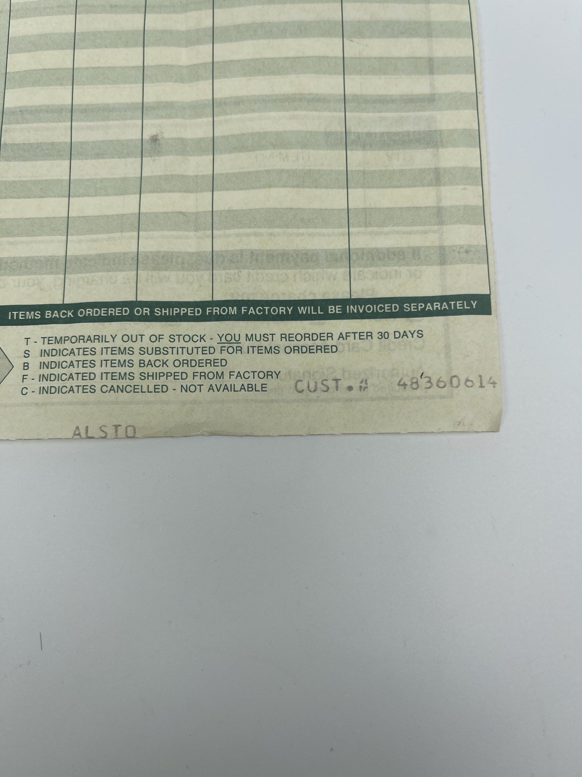 Vintage 1992 Alsto’s Handy Helpers Receipt Paper Manifest Work Order