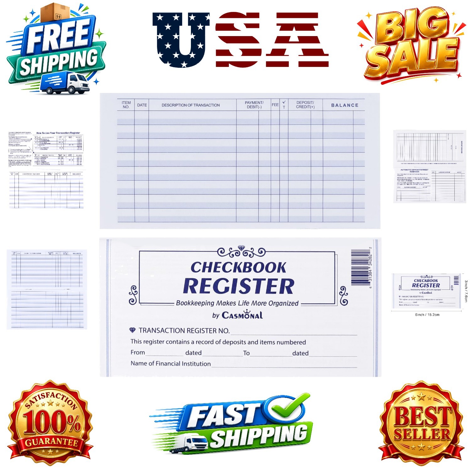 12 Pack Checkbook Register, Check Register Books for Personal and Work Use, T…