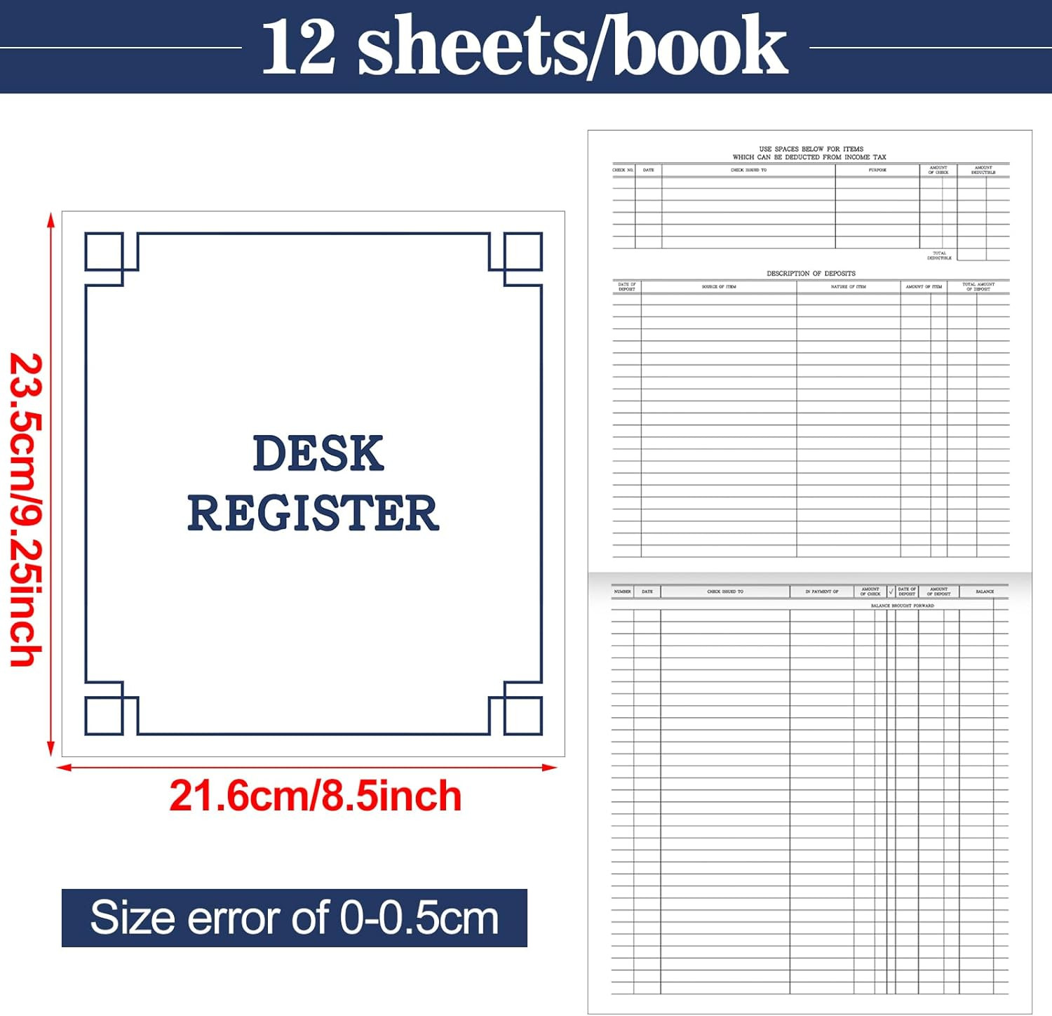5 Pcs Checkbook Transactions Register 8.5 X 9.25 Inch Checks Transaction Registe