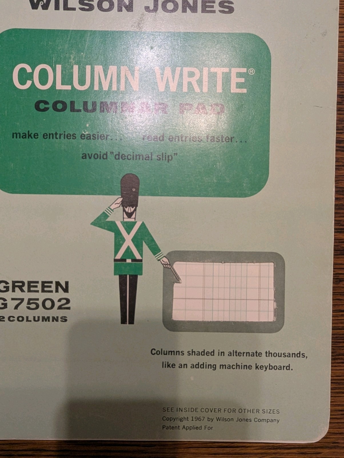 Wilson Jones G7504 Column Write Columnar Pad 2 Columns Green 15 Sheets