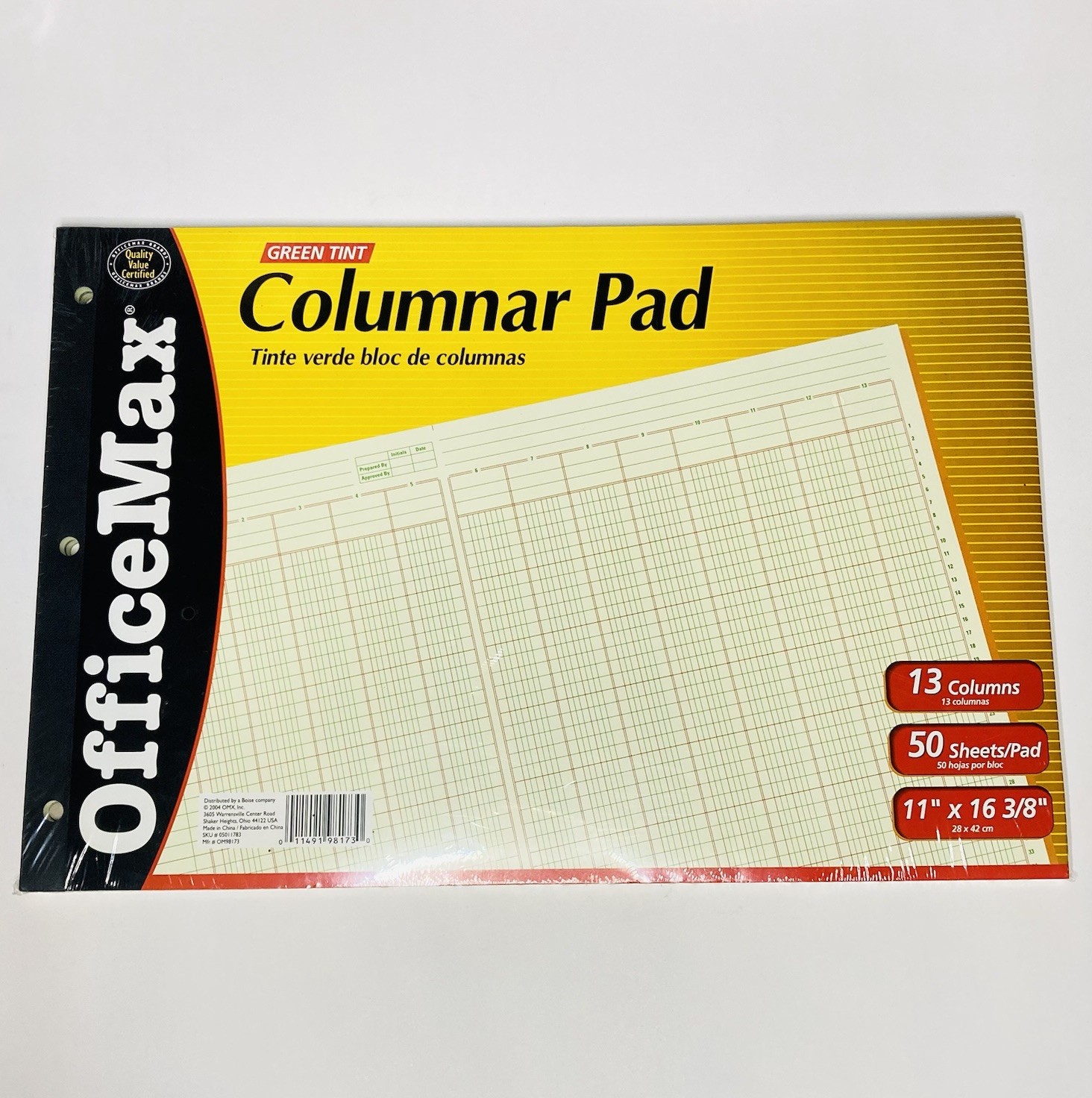Columnar Pad 13 Columns 14×8.5” 50 Sheets Green Tint OM98174 Office Accounting