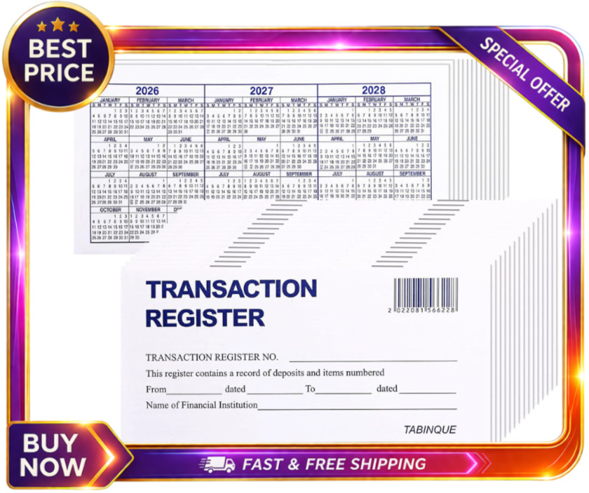 24 PCS Check Registers for Personal Checkbook, Easy to Read Checkbook Register