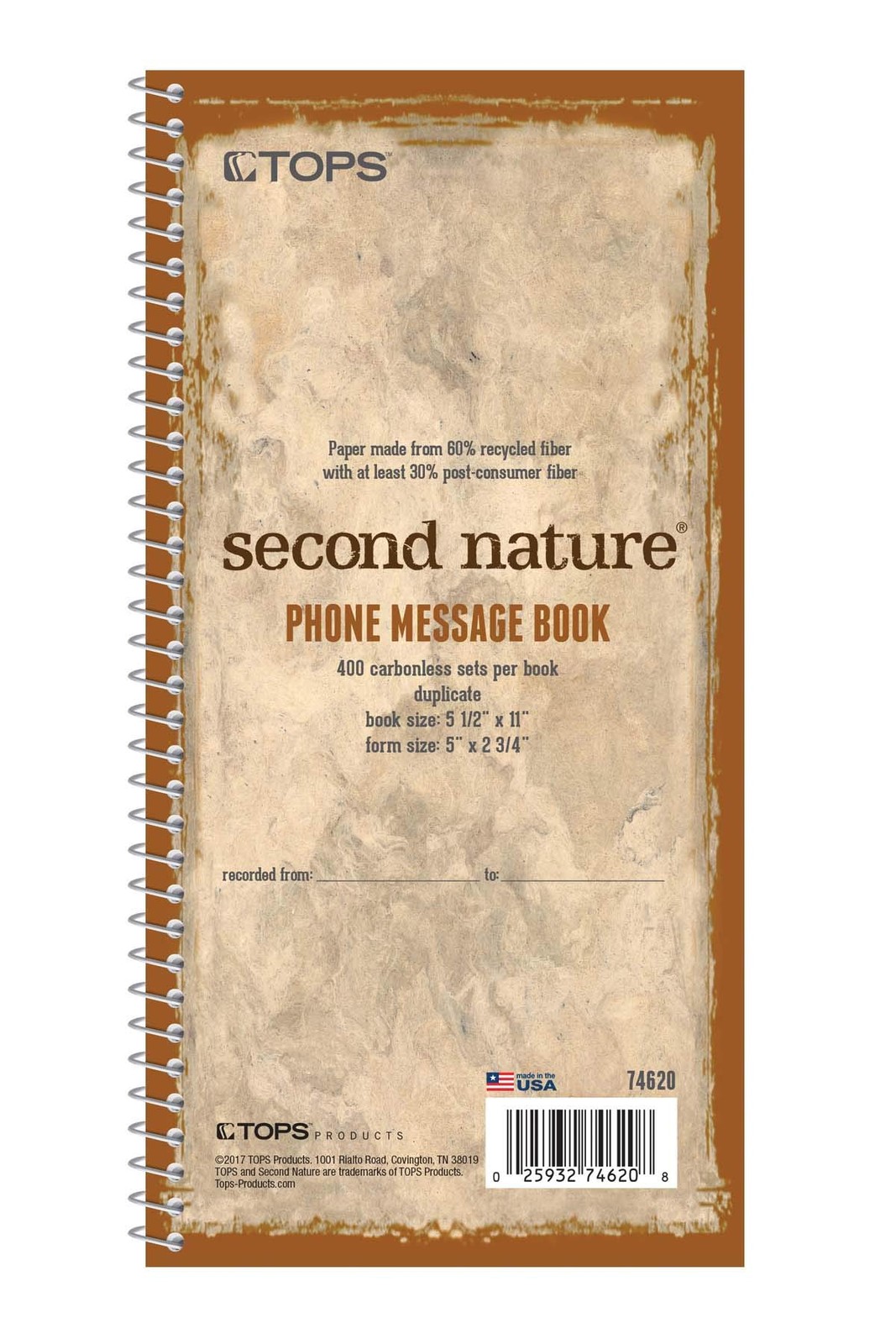 TOPS Phone Message Pad Call Book, Carbonless Paper 2 Part, 5 1/2 x 11, White