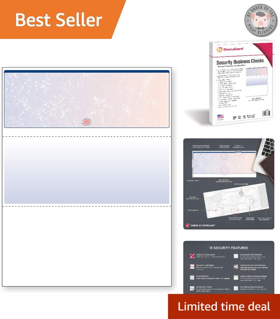 Professional Blue & Red Prismatic Check Paper – 500 Sheets, 13 Security Features