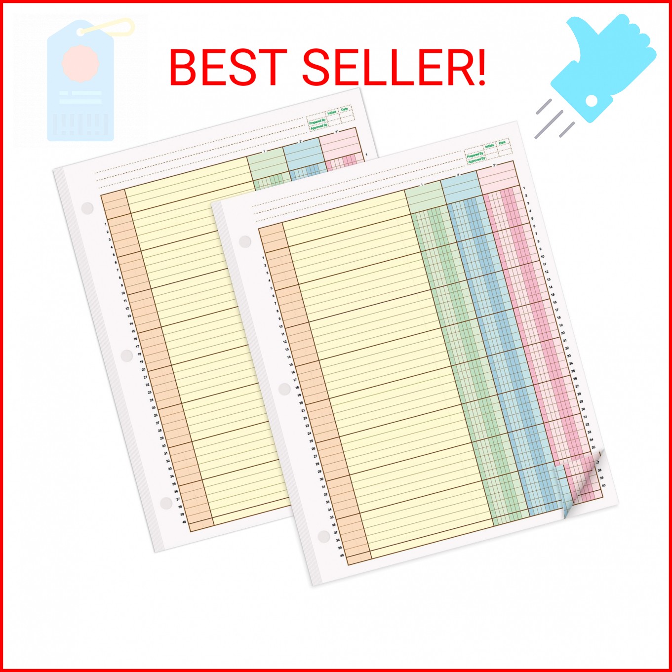 gisgfim 2 Pads 100 Sheets Columnar Analysis Pad 3 Hole Punch Accounting Ledger B