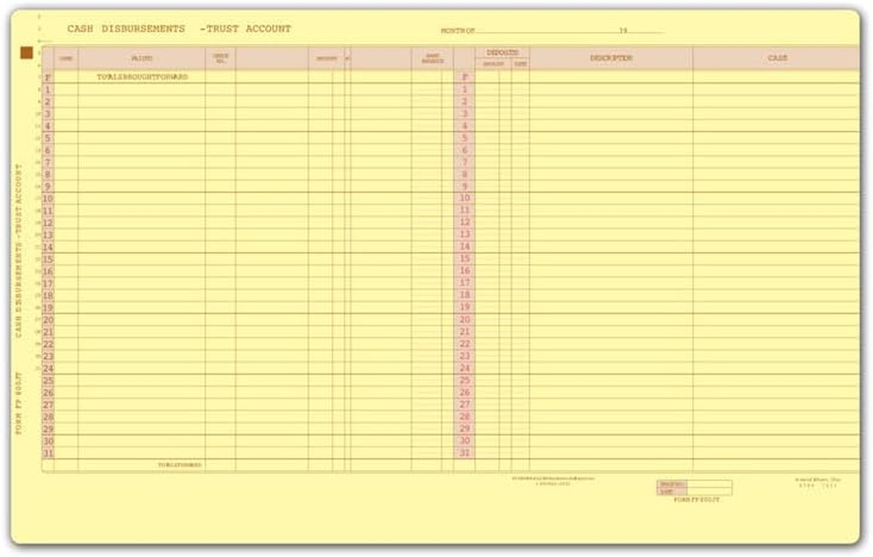 Legal Trust Account Journal 17 1/2 X 11″ Qty 25