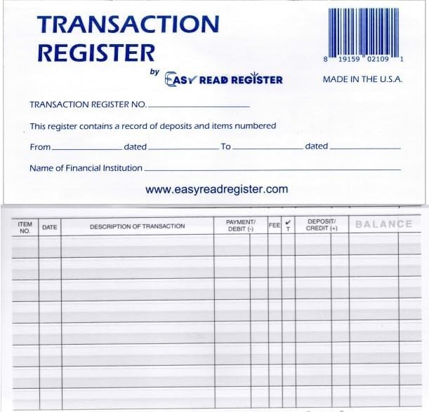 Portable Checkbook Register Set with 444 Lines and Yearly Calendars – 12 Pack