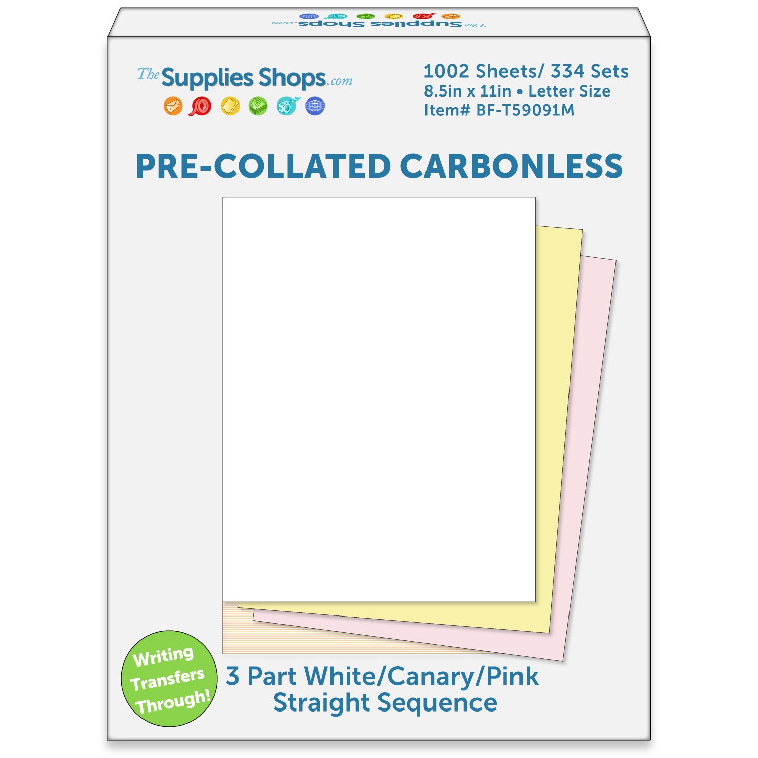 3-Part Straight Sequence White / Canary / Pink Pre-Collated Carbonless Paper