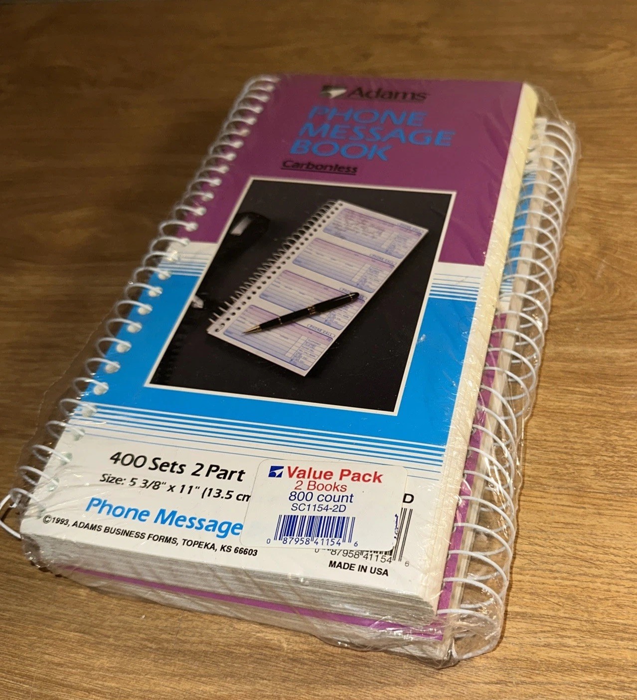 1993 Vintage ADAMS PHONE MESSAGE BOOK CARBONLESS 2 PACK 800 COUNT NEW SEALED
