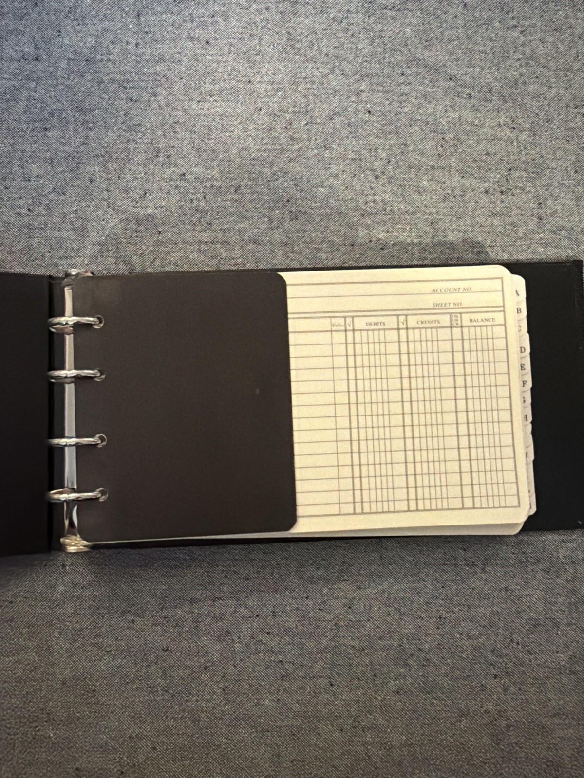 Vintage Black Ledger Binder with Blank Ledger Pages and A-Z Tabs