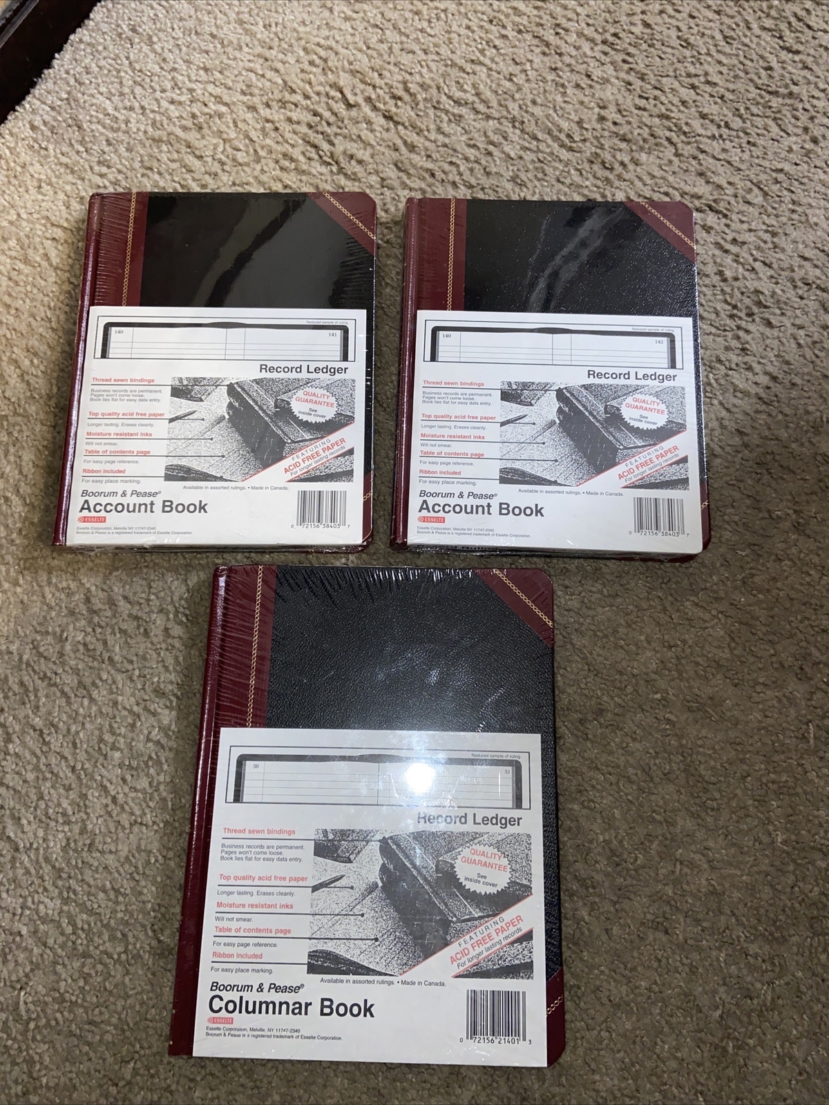 (3)Boorum & Pease Account Book Record Ledger Acid Free 38-300-R & 21-150-R NEW!