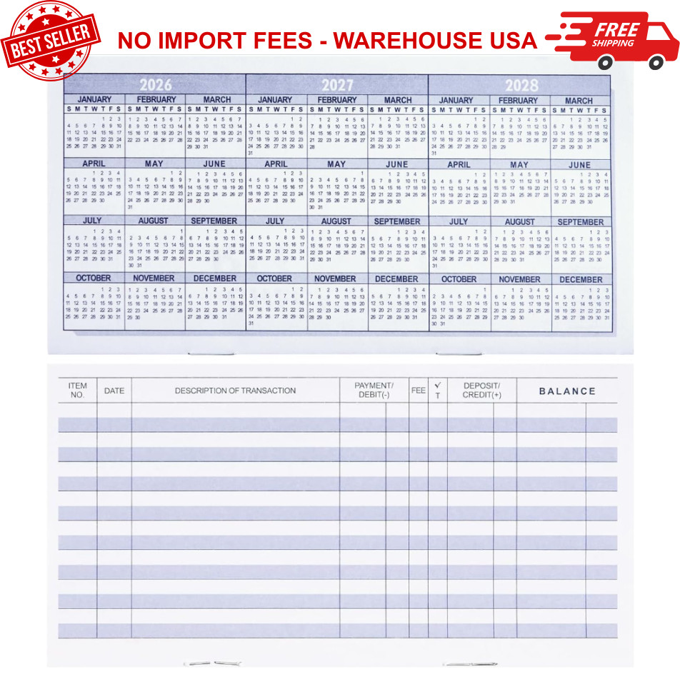 20 Pack Checkbook Register, Check Registers for Personal, Blank Ledger Transact
