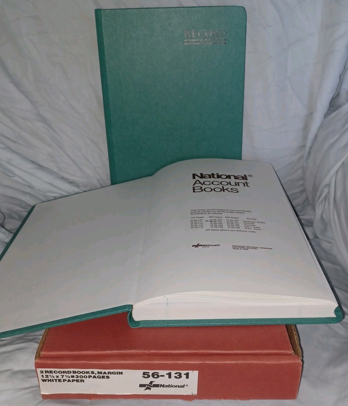 National Brand 56-131 Record Book, 300 Pages, 7-1/4 x 12-1/4″ NIB, 2 Books