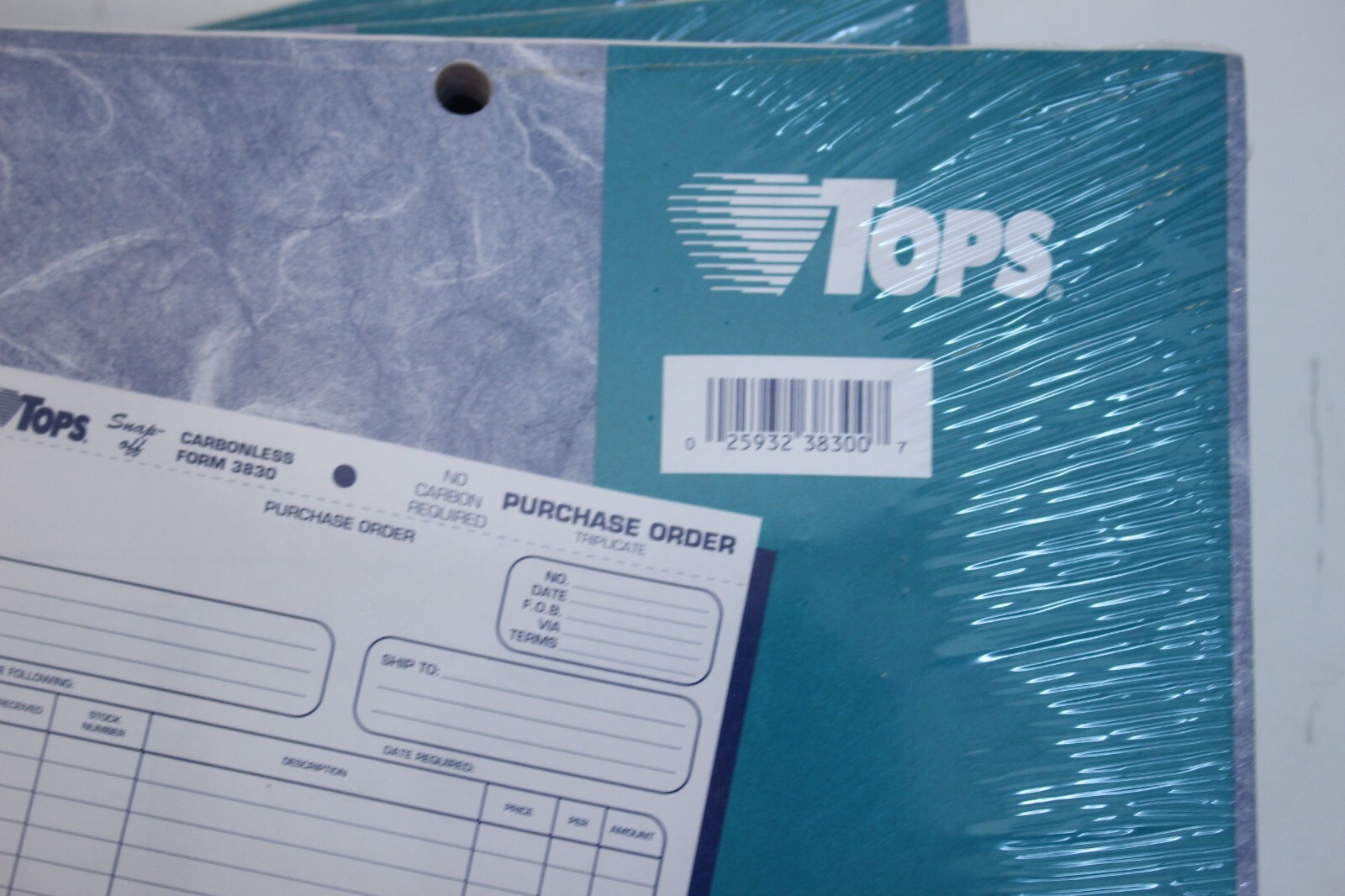 Tops 3830 purchase order triplicate form for Business,200 forms total NC3811-50