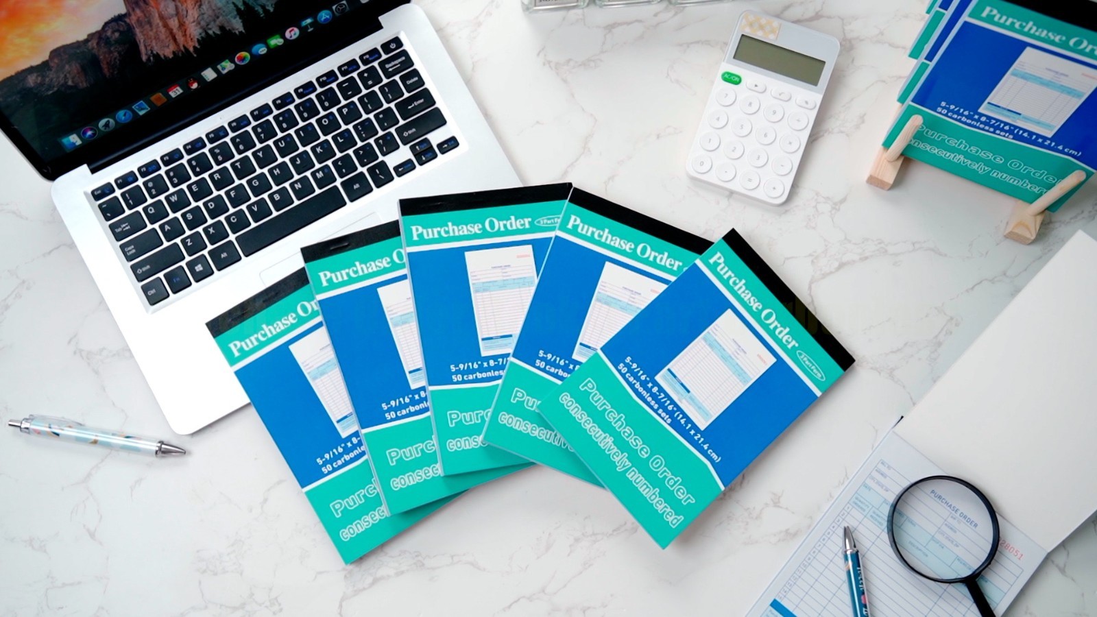 10 Pack Carbonless Purchase Order Forms – 3 Part Books for Small Business, 50 Se