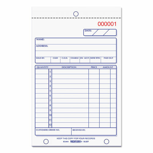 Sales Book, 4 1/4 x 6 3/8, Carbonless Duplicate, 50 Sets/Book, Pack of 12