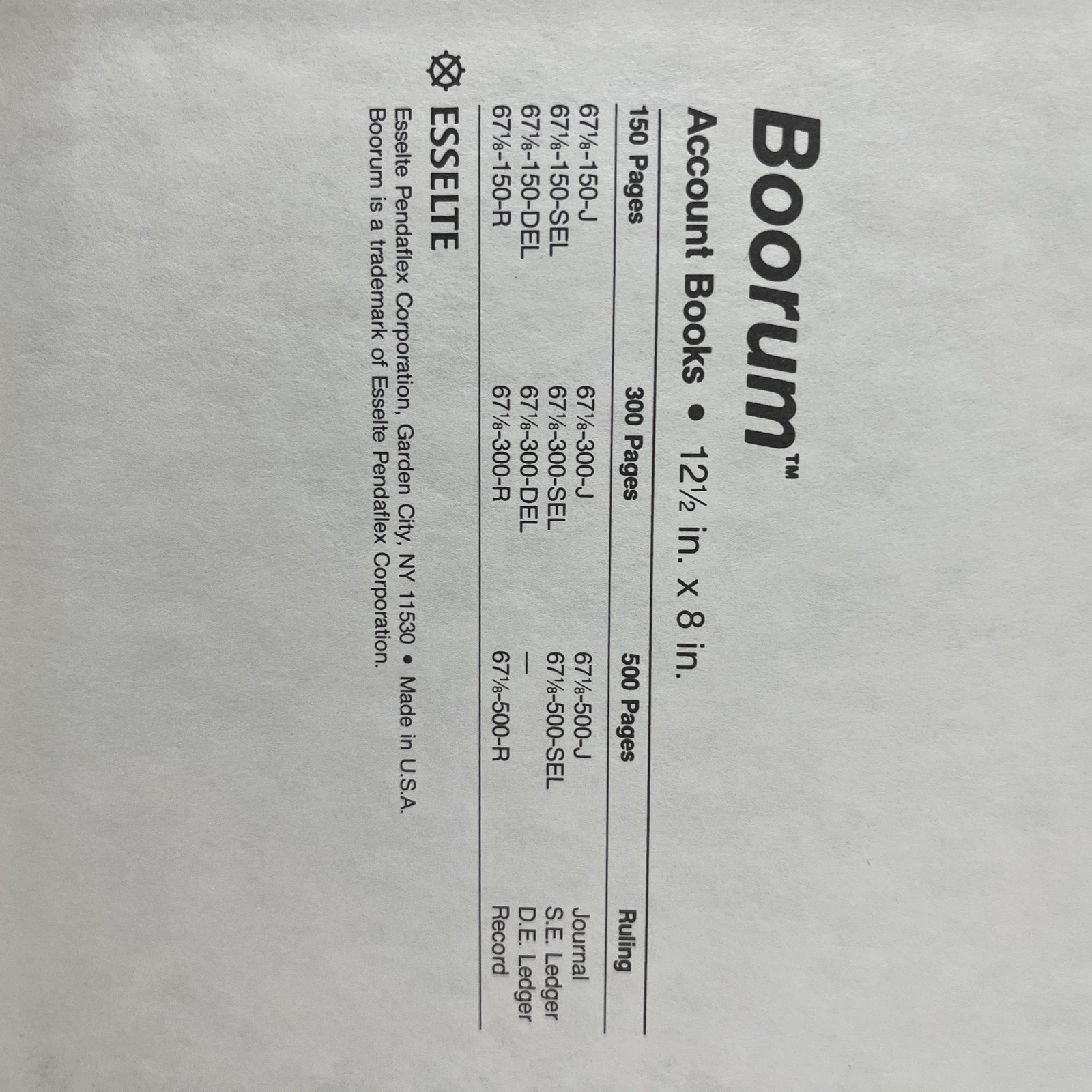Boorum & Essetle Account Book Journal Ruling 67-1/8 300 Page Mssng pg 3-8 Marks
