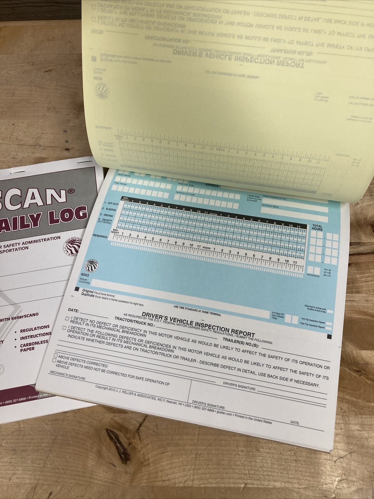 2 Pack J.J. Keller Kellerscan Driver’s Daily Log Book New