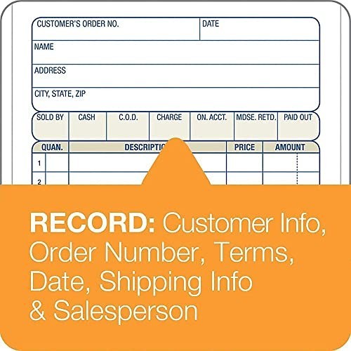 Carbonless 3-Part Sales Order Book – 50 Sets, 4.2″ x 7.2″, White, Canary, Pink –