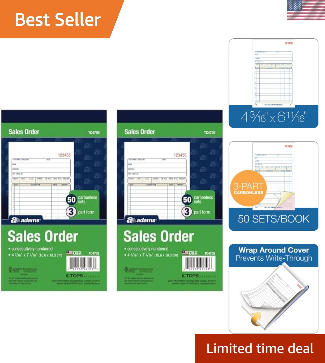 Color-Coded Sales Order Books – Premium 3-Part Format, Pack of 2, 50 Sets Each