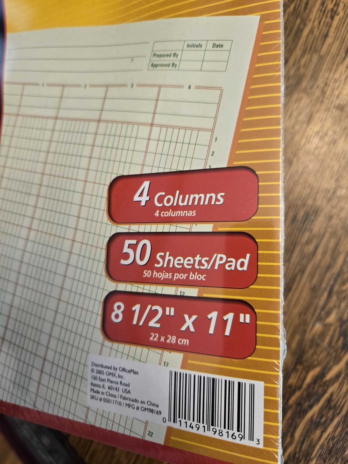 2 pk Columnar Pad 4 Column 11″ X8 1/2″ Green OfficeMax NEW NOS 100 sheets total
