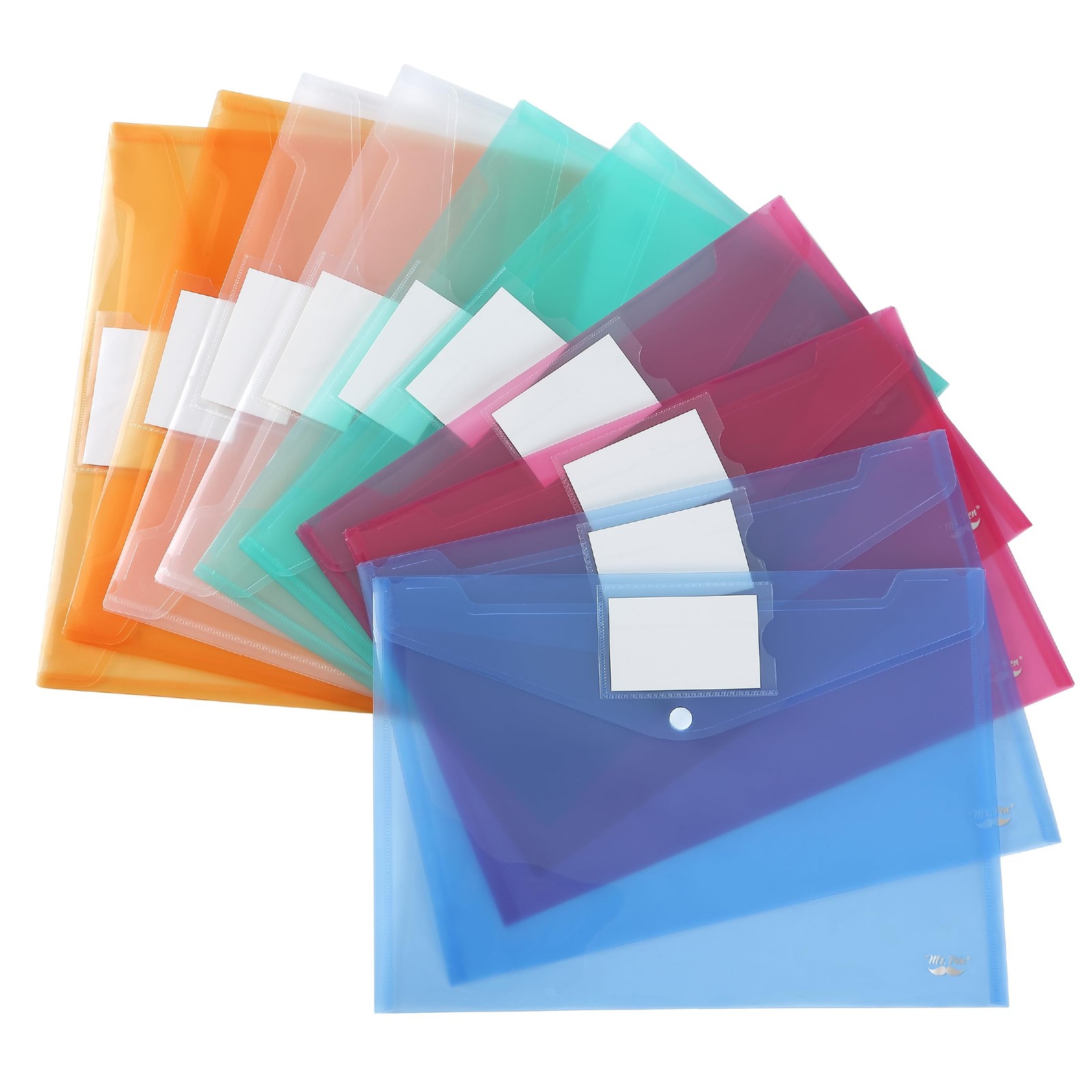Mr. Pen- Plastic Envelopes, 10 Pack, A4, Letter 10 Assorted Colors