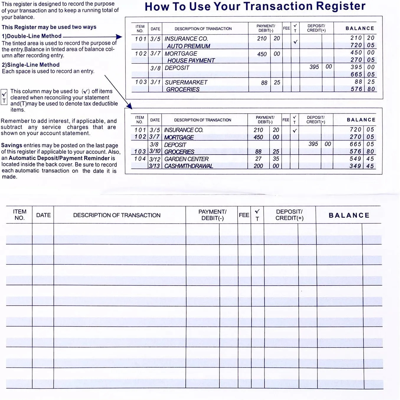 12 Pack Checkbook Register, Check Register Books for Personal and Work Use