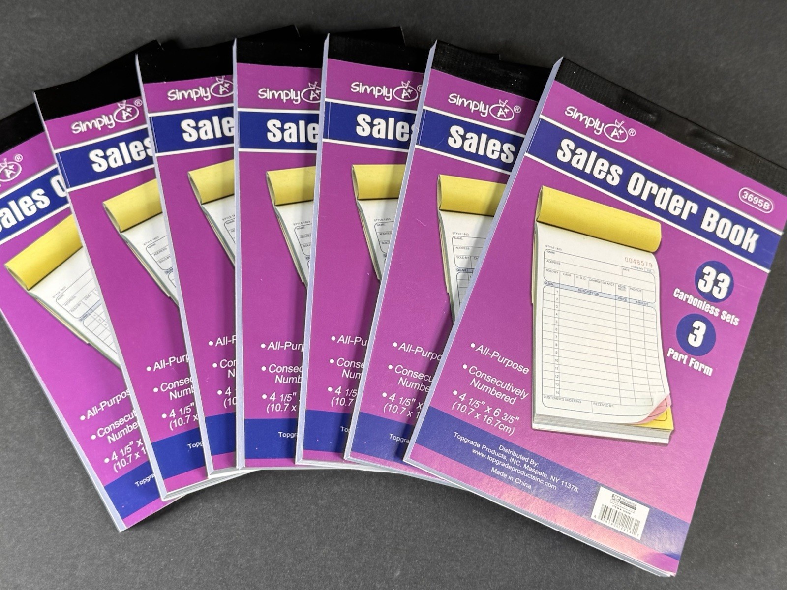 Lot of 7 Simply Sales Order Books 33 Carbonless 3-Part Forms 4-1/8” x 6-3/4” New