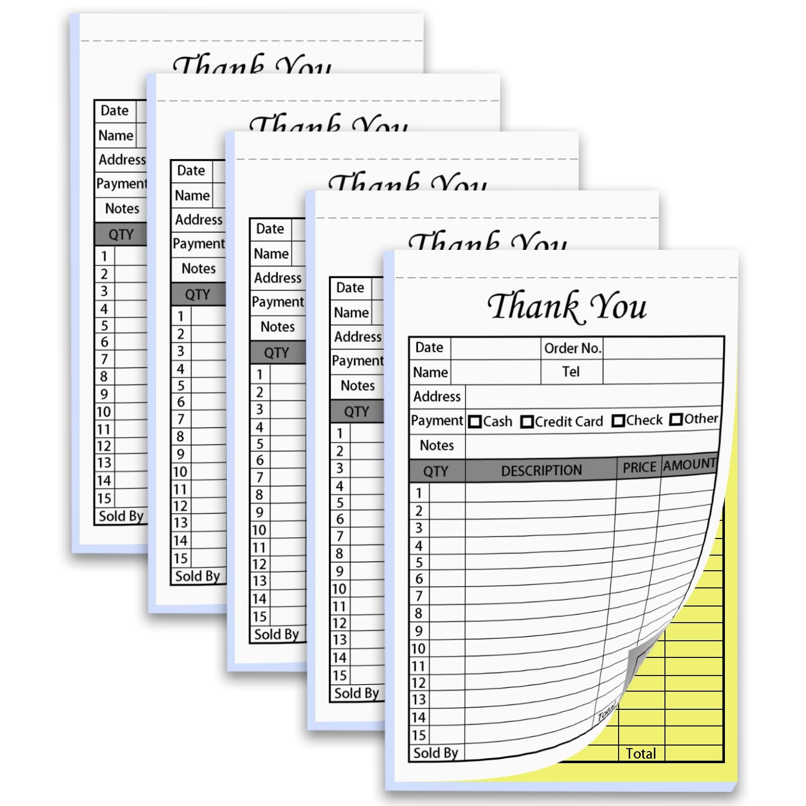 XUEJITECH 250 Sets Thank You Receipt Book with Carbonless 250 (5 Pads)