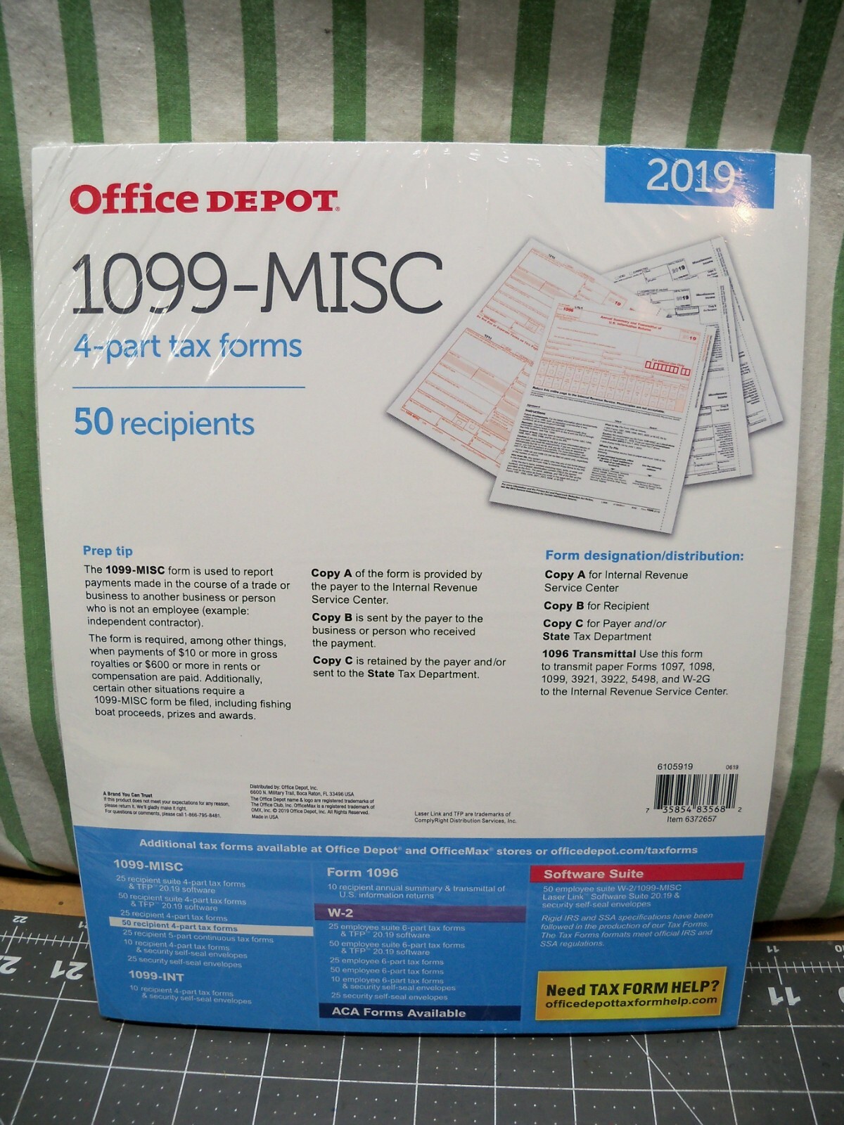 Office Depot 1099-MISC Tax Forms 2019, 2-Up, 4-Part, 8-1/2″ x 11″ 50-PK Staples