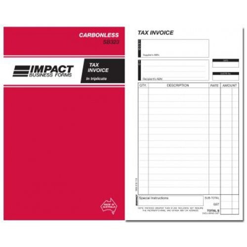 Impact Tax Invoice & Statement Book 203x127mm Carbonless Trip. SB323