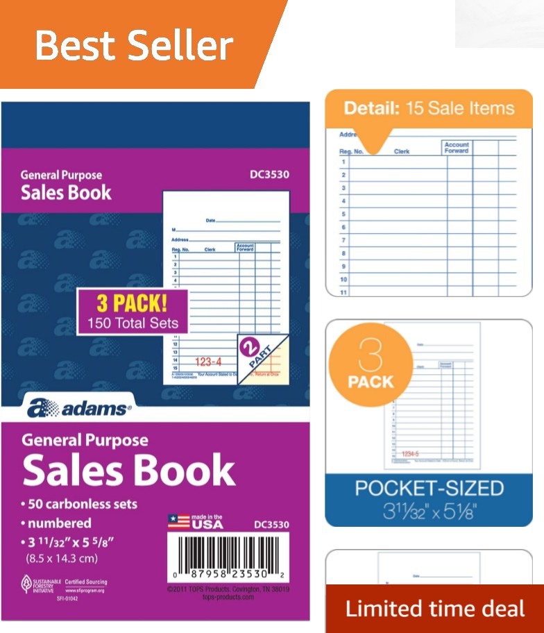 Customizable 2-Part Carbonless Order Book – 50 Sets, 3-Pack for Professionals