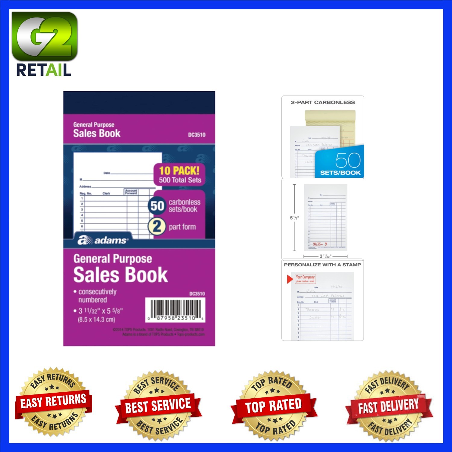 50 Set Carbonless Sales Book with Wraparound Cover – Pocket-Sized Edition